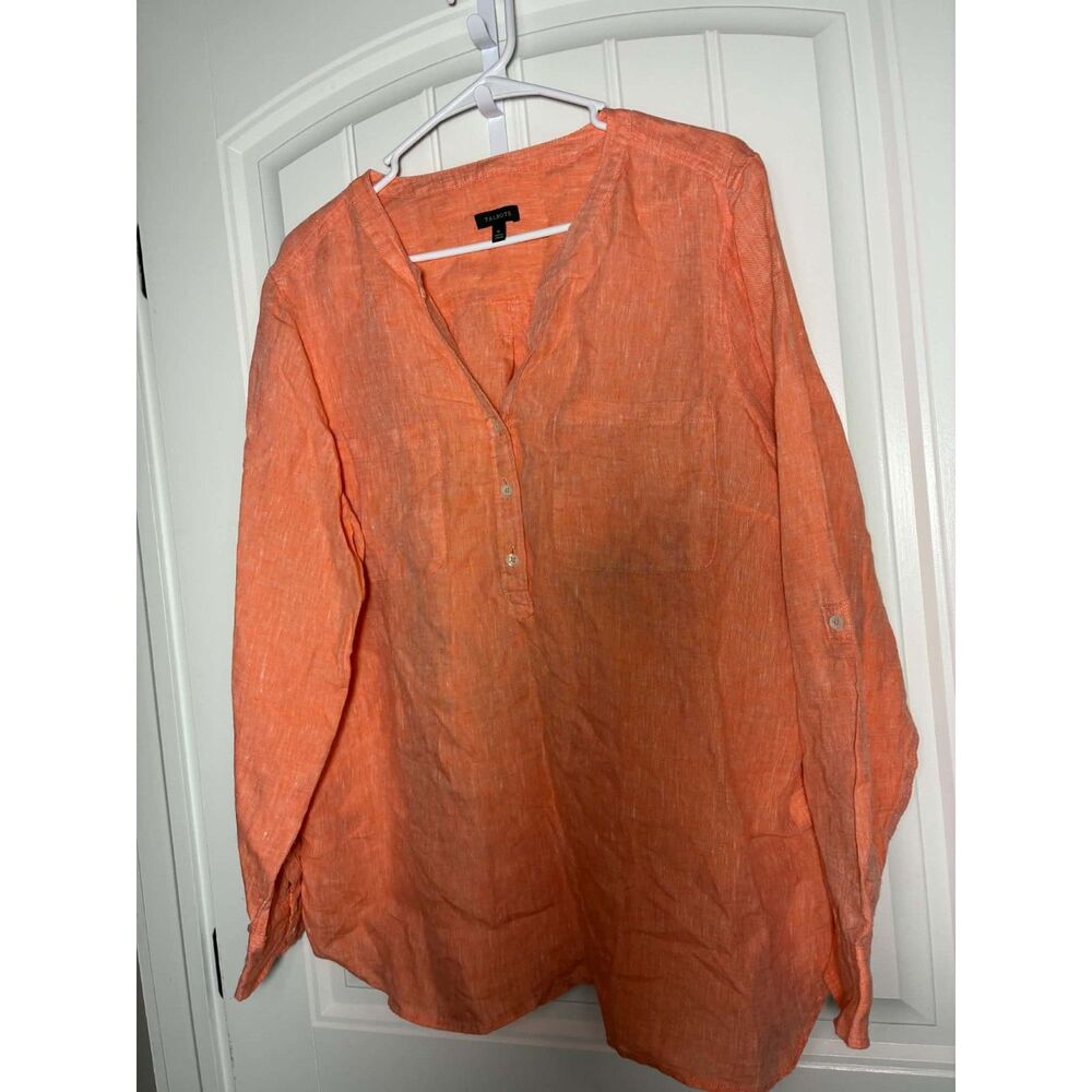 Talbots Ladies XL Long Sleeve Top Tunic Style Linen